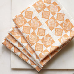 Basket Napkin Set - Natural with Apricot