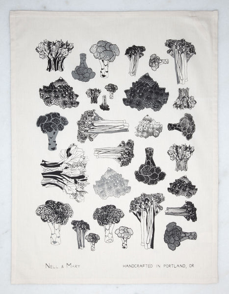 Broccoli Tea Towel - Gray