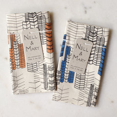 Feather Cities Tea Towel - Indigo