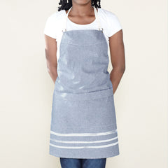 Brush Stripe Kitchen Apron - Gray