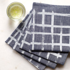 Brush Weave Napkin Set - Indigo