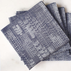 Feather Cities Napkin Set - Indigo