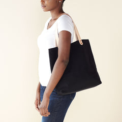 Unprinted Two Tone Tote Bag - Black