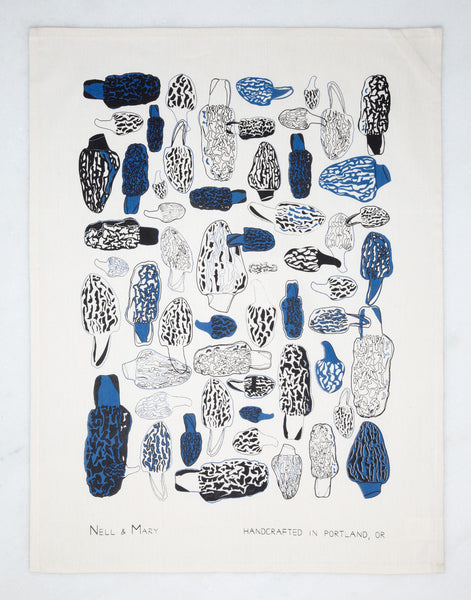 Morels Tea Towel - Indigo