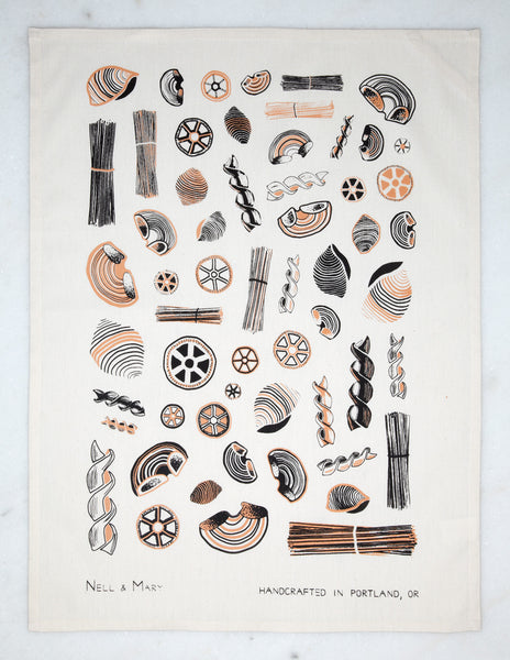 Pasta Tea Towel - Apricot
