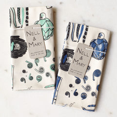 Spring Vegetable Tea Towel - Indigo