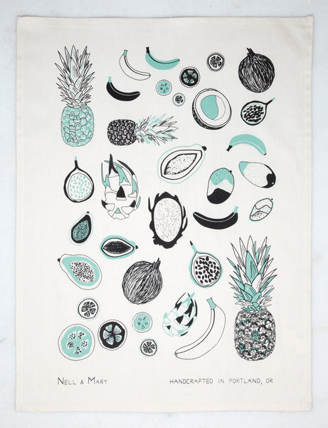 Tropical Fruit Tea Towel - Mint